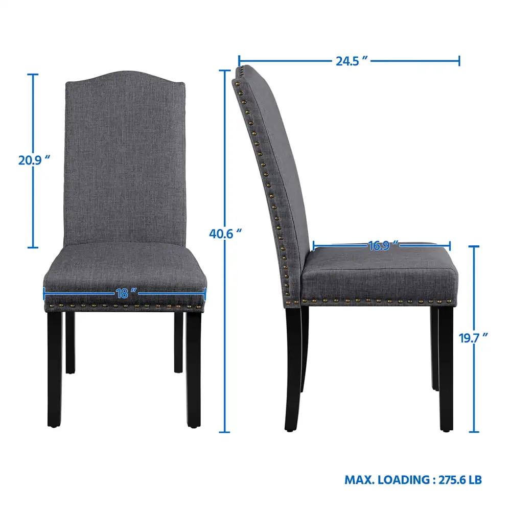 Обеденный стул Alden Design, 2 шт., с высокой спинкой, серый Изображение 2