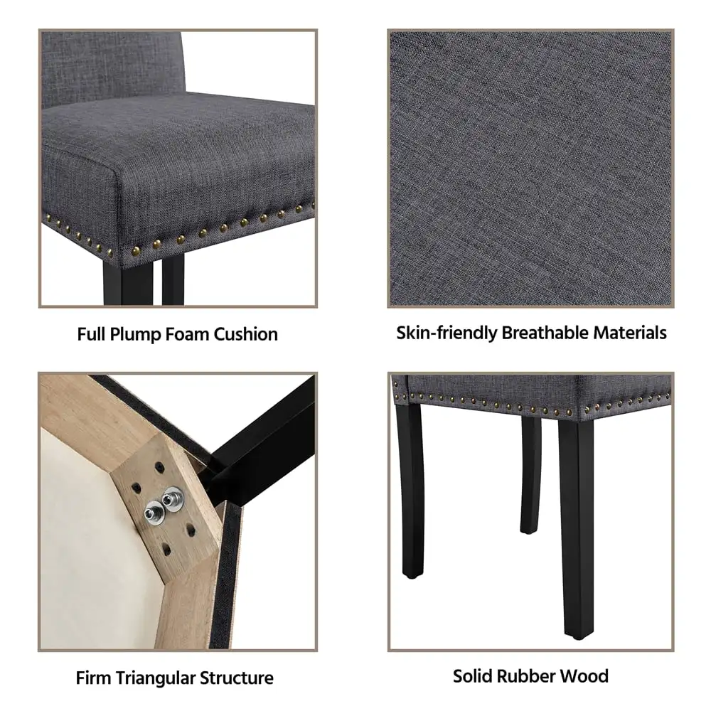 Обеденный стул Alden Design, 2 шт., с высокой спинкой, серый Изображение 4