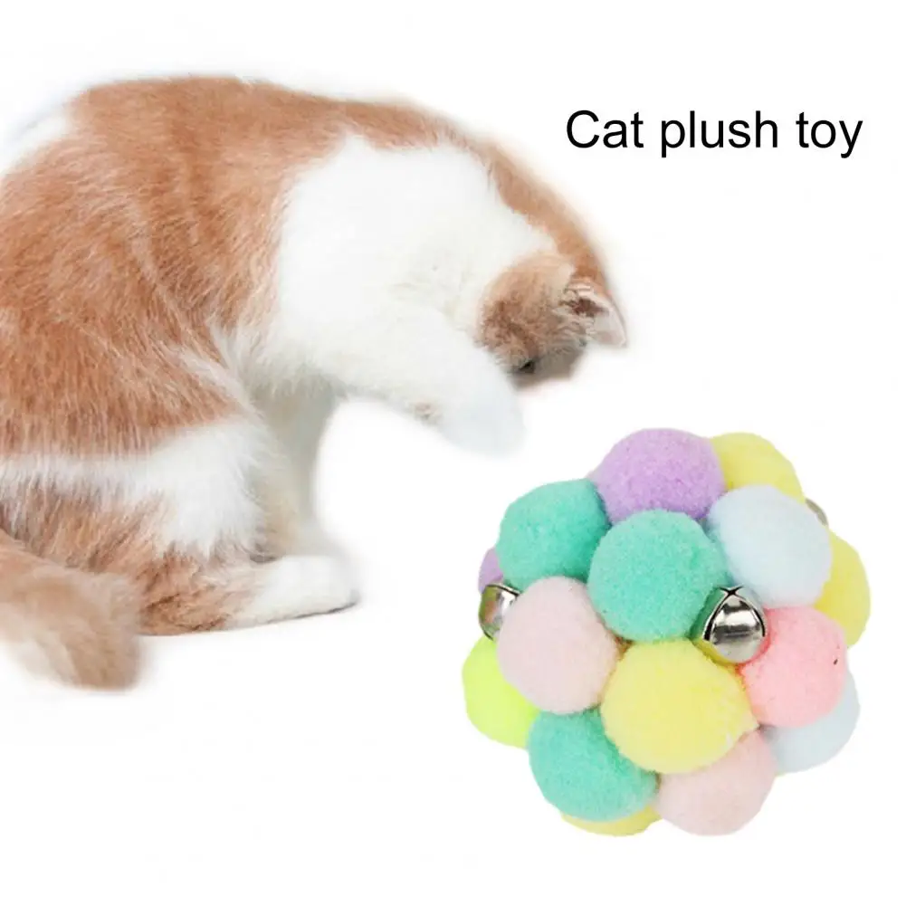 Мягкая игрушка для кошек, плюшевая игрушка для кошек, Очаровательные шарики-колокольчики для снятия скуки, Дразнящие, царапающие, Привлекательно звучащие игрушки для кошек, мультяшные игрушки для кошек Изображение 2