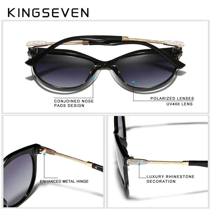 Модные солнцезащитные очки KINGSEVEN серии Elegant Женские поляризованные очки с двойной оправой Дизайн Женские Очки Изображение 1