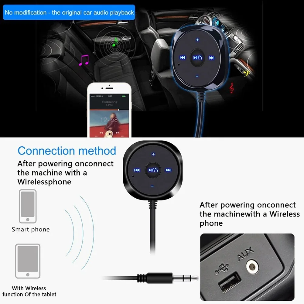 Автомобильный аудиоприемник, совместимый с Bluetooth, 3,5 мм AUX для смартфона, планшета, беспроводной музыкальный приемник, совместимый с Bluetooth. Изображение 3