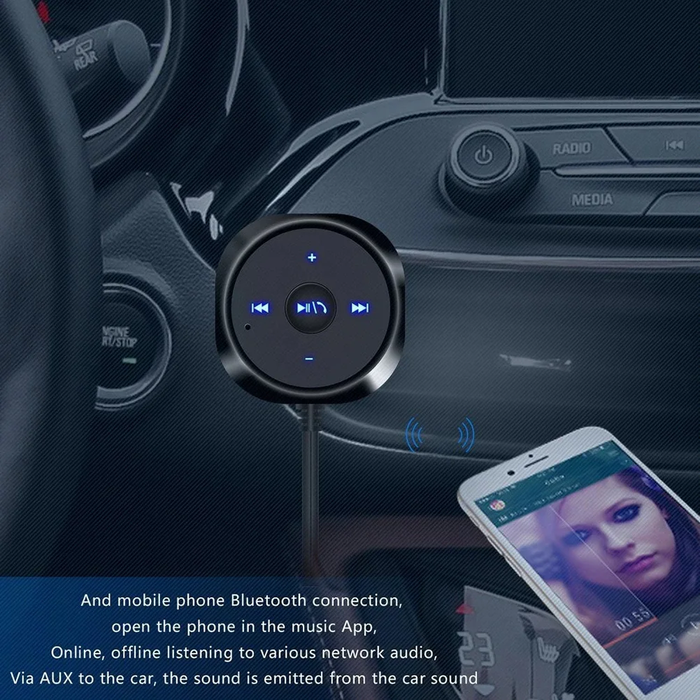 Автомобильный аудиоприемник, совместимый с Bluetooth, 3,5 мм AUX для смартфона, планшета, беспроводной музыкальный приемник, совместимый с Bluetooth. Изображение 4