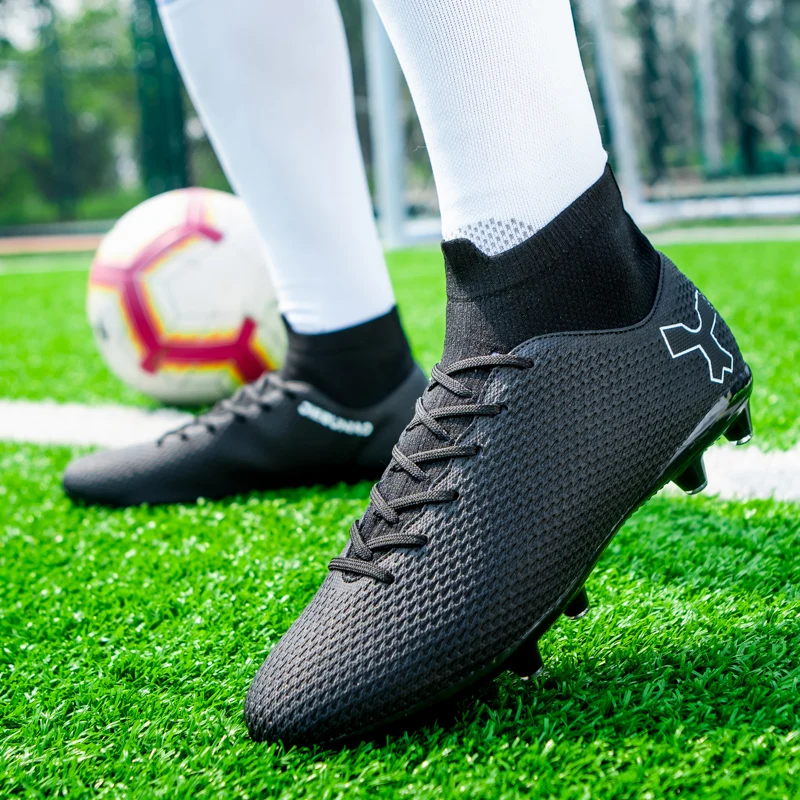 Мужские футбольные бутсы с длинными шипами для взрослых FG/TF, нескользящие детские бутсы для лодыжек, Профессиональные футбольные кроссовки на траве, футбольные бутсы Изображение 3
