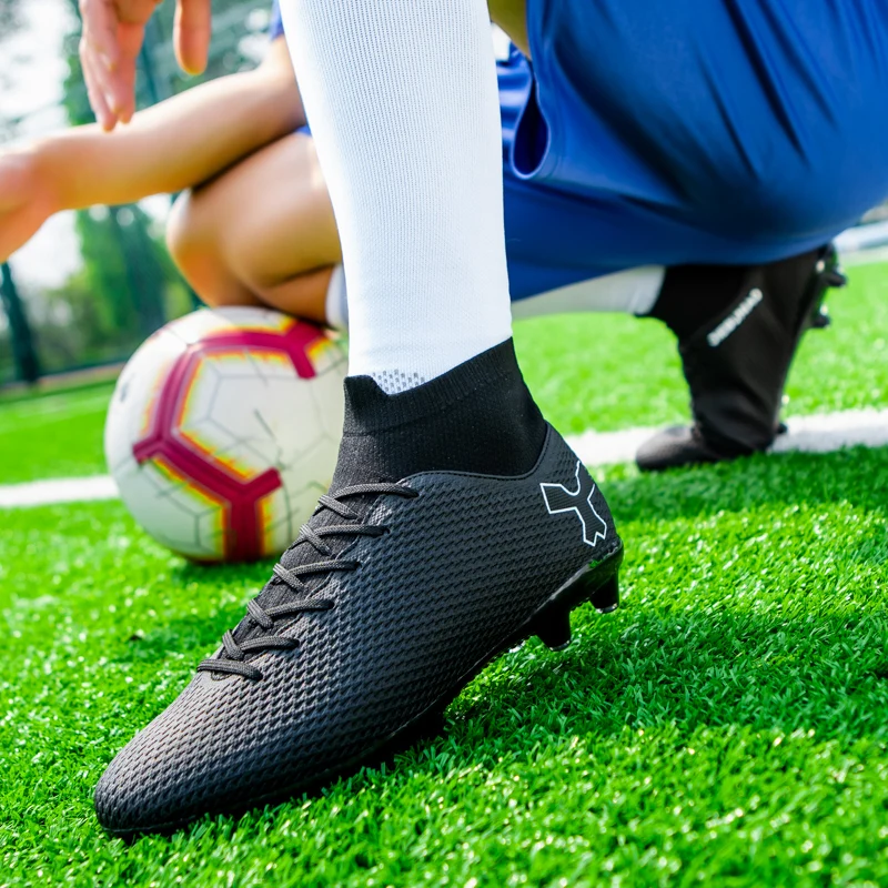 Мужские футбольные бутсы с длинными шипами для взрослых FG/TF, нескользящие детские бутсы для лодыжек, Профессиональные футбольные кроссовки на траве, футбольные бутсы Изображение 5