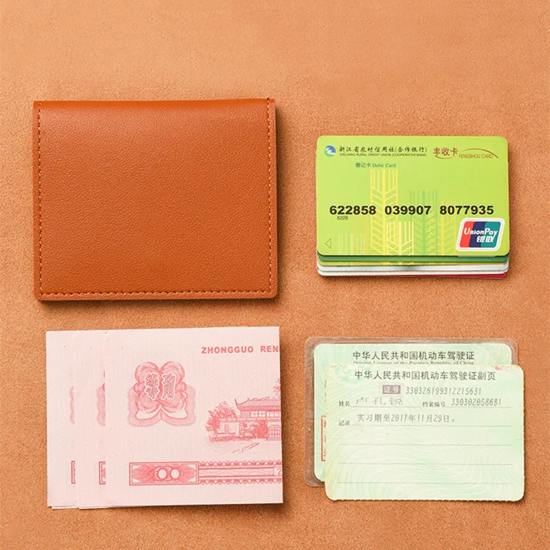 Однотонный маленький кошелек из искусственной кожи для женщин, короткий простой женский кошелек с кнопками, ультратонкая сумка для кредитных карт, кошелек для монет Изображение 2