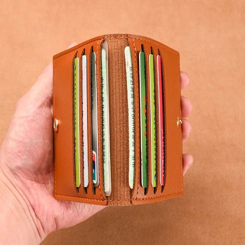 Однотонный маленький кошелек из искусственной кожи для женщин, короткий простой женский кошелек с кнопками, ультратонкая сумка для кредитных карт, кошелек для монет Изображение 3