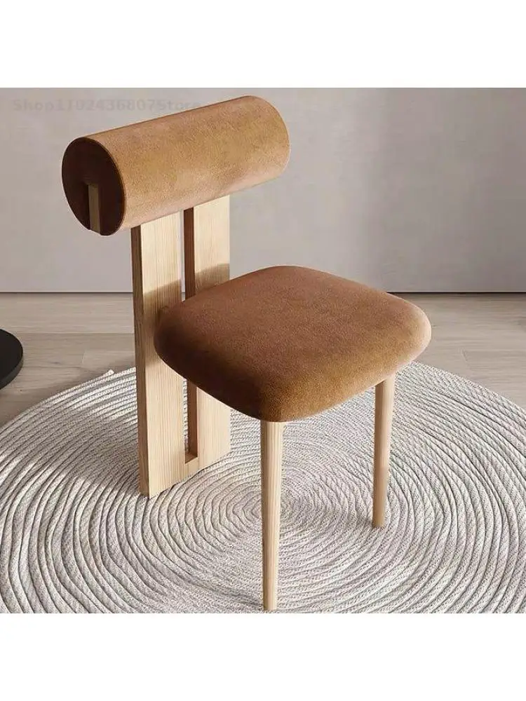 Ваби-саби стиль твердой древесины ткань обеденный стул скандинавский японский макияж стул с проживанием в семье дизайнер личности креативный стул для отдыха  Изображение 4