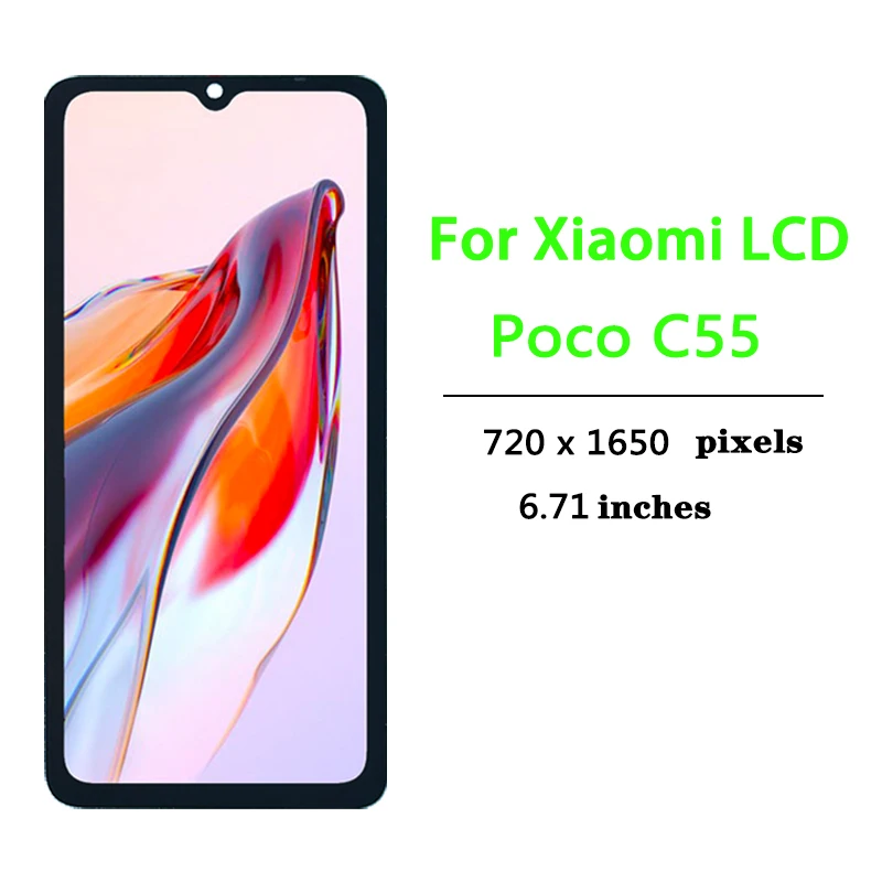 6.71Para Xiaomi Poco C55 22127PC95I Display LCD Montagem De Tela Sensível Ao Toque Para Xiaomi C55 Peças De Reposição Do Quadro Изображение 1