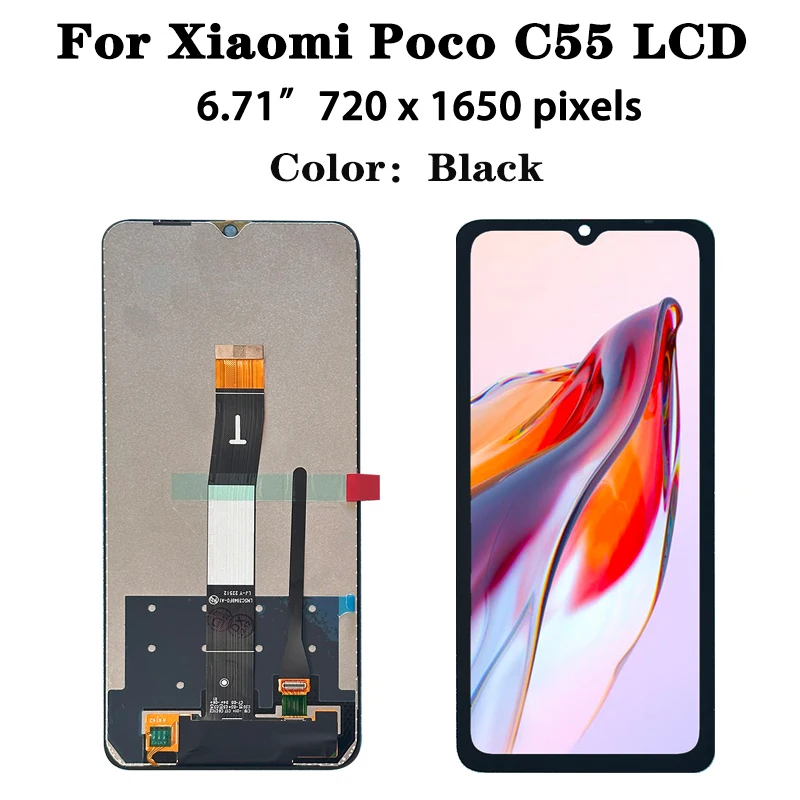 6.71Para Xiaomi Poco C55 22127PC95I Display LCD Montagem De Tela Sensível Ao Toque Para Xiaomi C55 Peças De Reposição Do Quadro Изображение 2