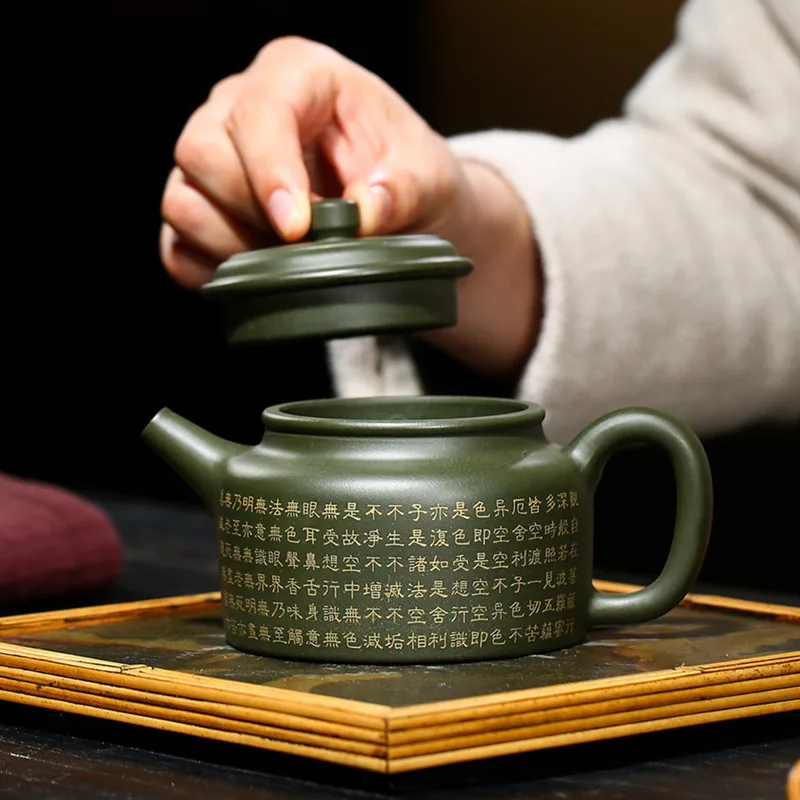 280 мл, бутик Исин, Фиолетовые Глиняные чайники, Знаменитый Чайник ручной работы, Сырая Руда, Зеленый Глиняный чайник, Китайский Чайный набор Zisha, посуда для напитков Изображение 3