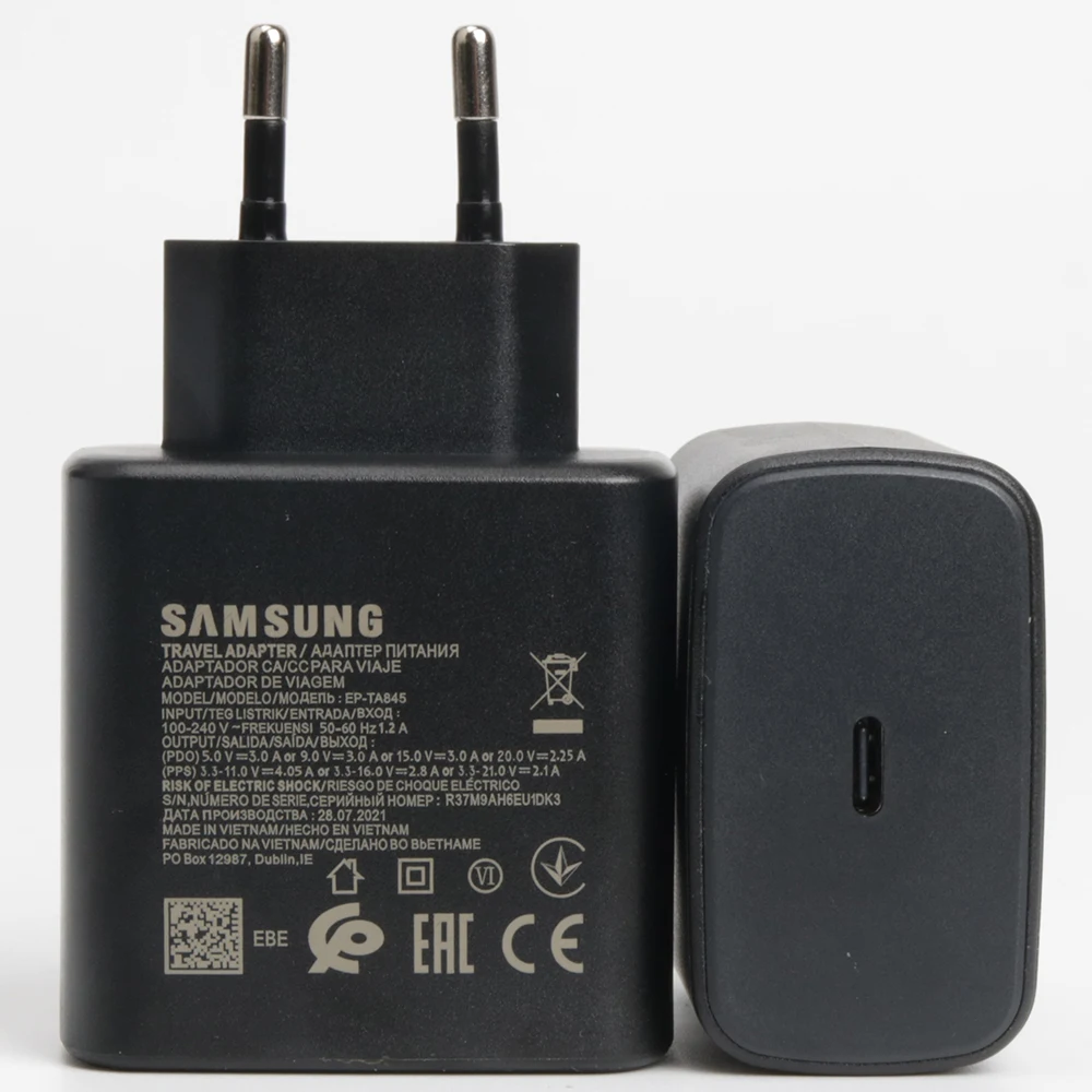 Samsung S20 S22 Ultra 45 Вт Оригинальное Сверхбыстрое Зарядное Устройство PD Quick Charge Adapter TypeC Для Galaxy S20Plus Note 10 + A90 A80 Tab S7 + Изображение 1