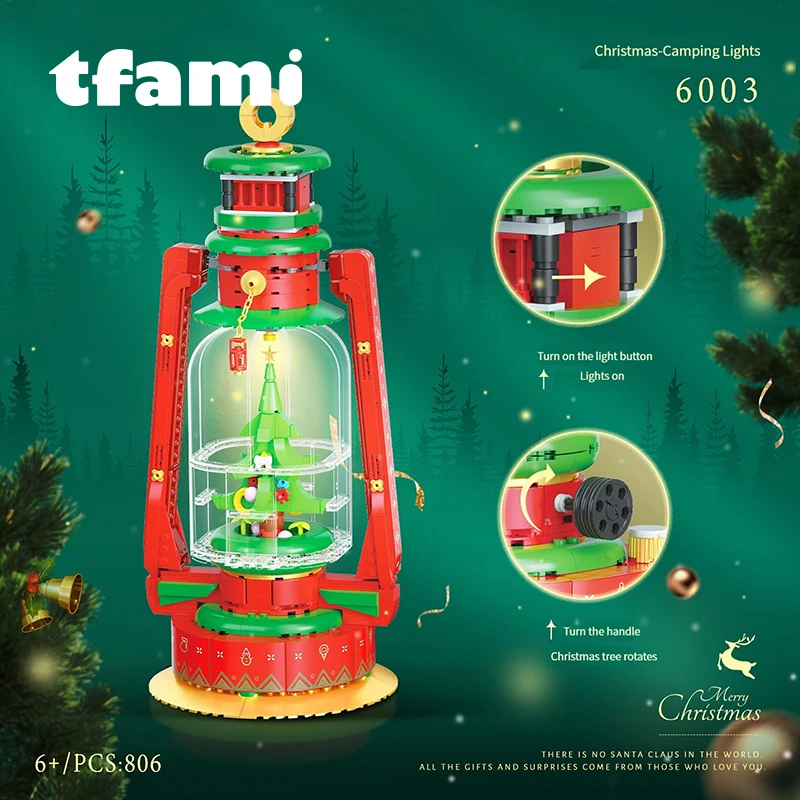 TFAMI, Рождественская елка, походные фонари, модель, мини-конструкторы, игрушки, украшения, сделай сам, Собери кирпичи для детей, игрушки, Рождественские подарки Изображение 0