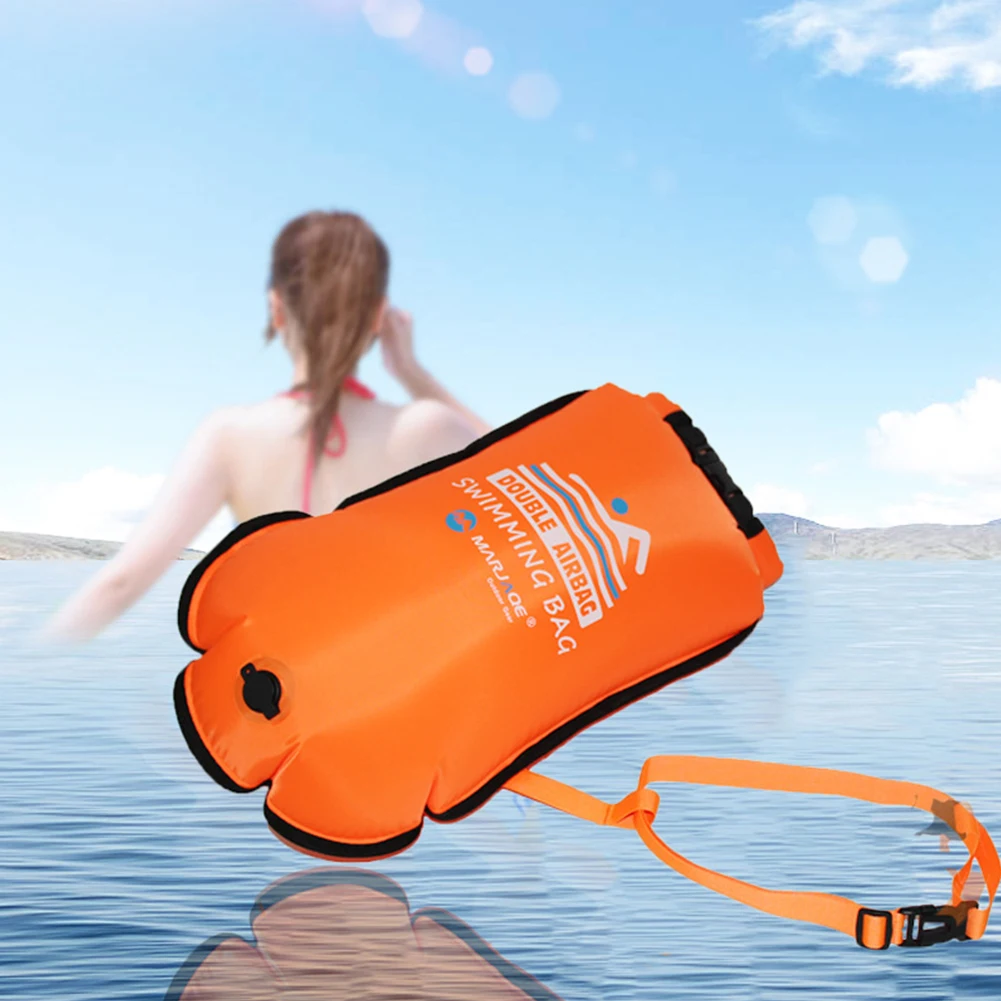 20-литровый надувной открытый плавательный буй, буксировочный мешок для сухого плавания с поясным ремнем для катания на лодках, рафтинга, ведро для плавания, сумка для безопасности водных видов спорта. Изображение 1
