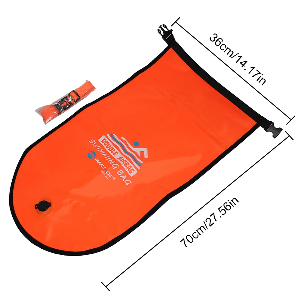 20-литровый надувной открытый плавательный буй, буксировочный мешок для сухого плавания с поясным ремнем для катания на лодках, рафтинга, ведро для плавания, сумка для безопасности водных видов спорта. Изображение 5