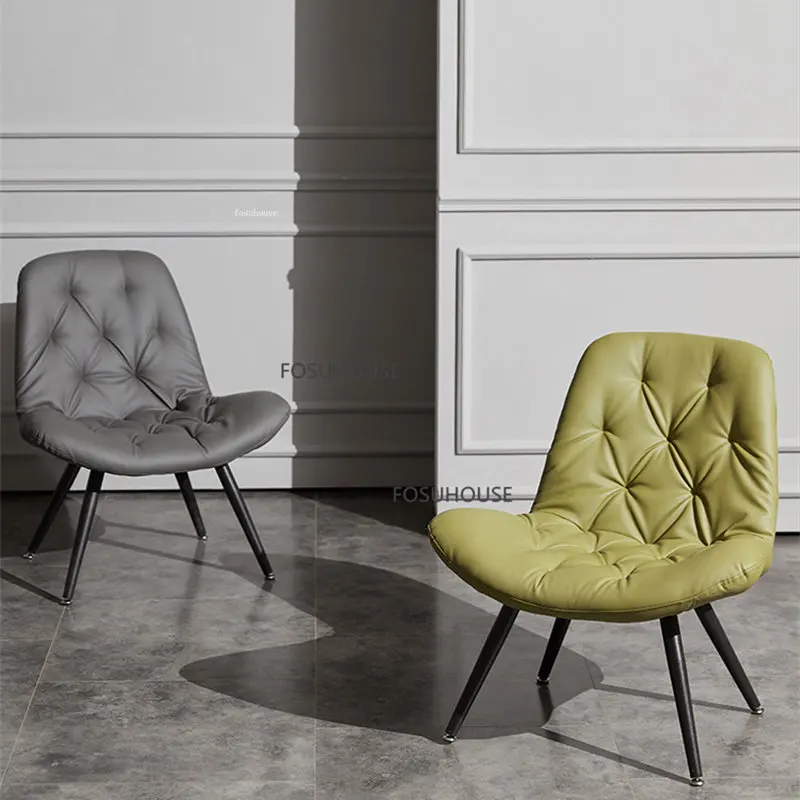 Скандинавские кресла для отдыха из искусственной кожи, мебель для гостиной, односпальный диван, бытовые дизайнерские стулья для гостиной со спинкой Изображение 0