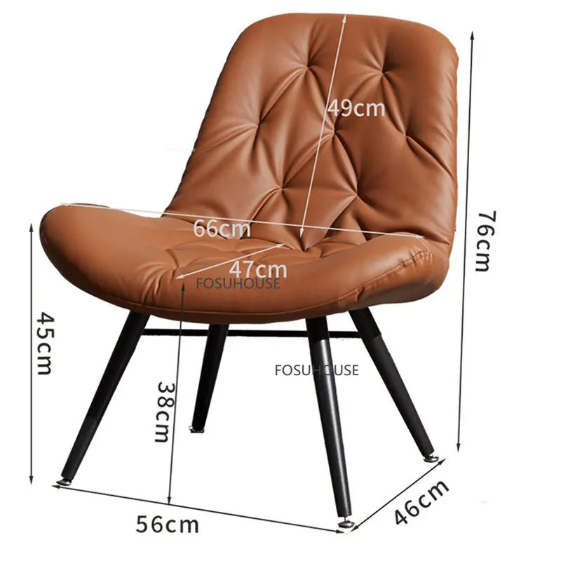 Скандинавские кресла для отдыха из искусственной кожи, мебель для гостиной, односпальный диван, бытовые дизайнерские стулья для гостиной со спинкой Изображение 5