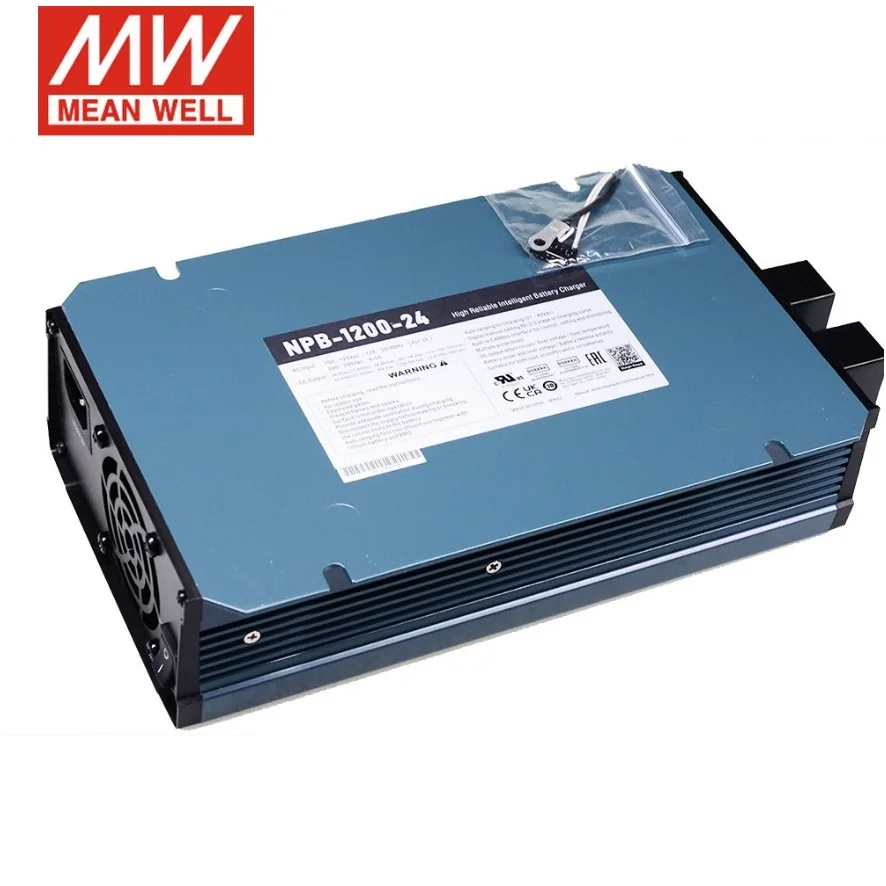 MEAN WELL Power NPB-1200-12/24/ Интеллектуальное зарядное устройство 48 В 750 Вт, 2/3-сегментный свинцово-кислотный / литиевый аккумулятор Изображение 1