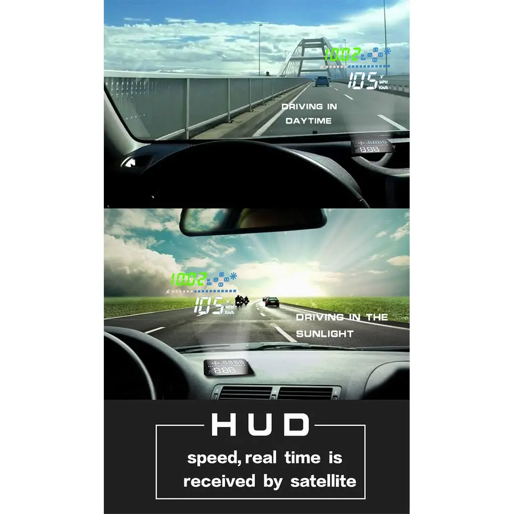 Проектор скорости автомобиля A3 3,5 дюймов GPS HUD Проектор скорости автомобиля Head Up Display Расстояние Направление времени Напряжение Проект высоты Изображение 5
