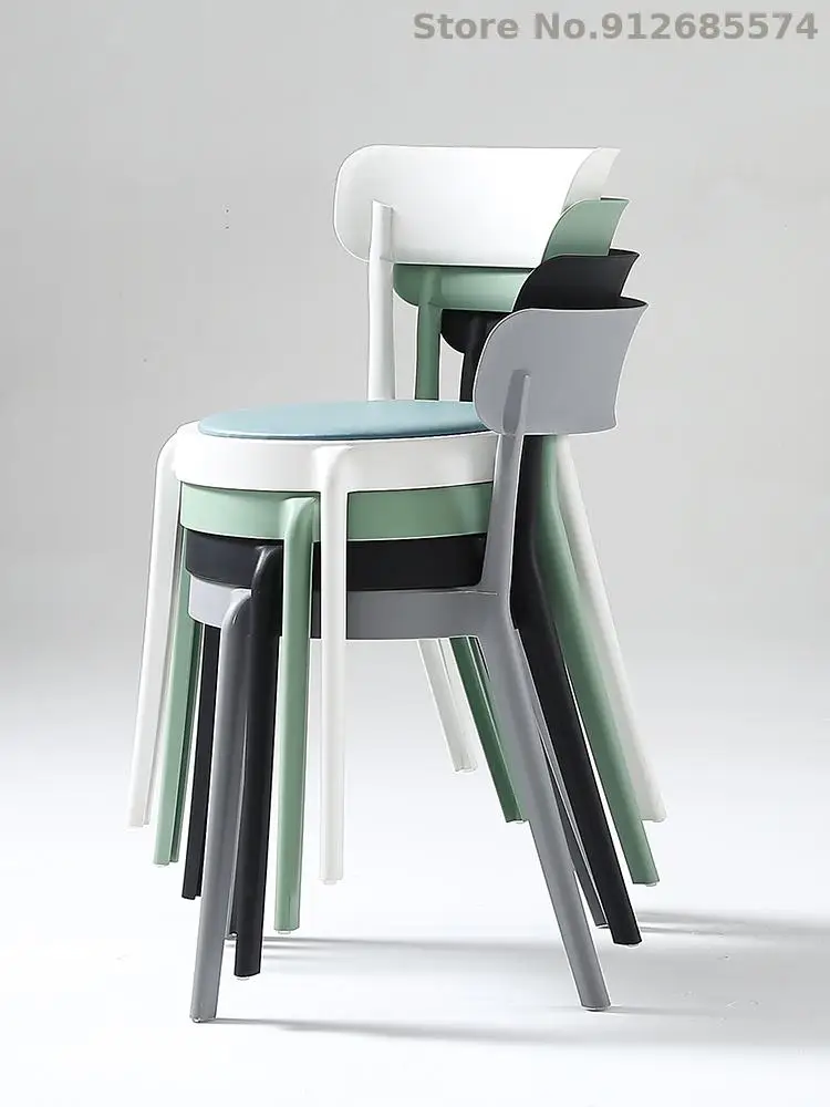Скандинавский минималистичный пластиковый стул Ins, современный креативный обеденный стул для домашнего ресторана, сетчатый красный стул для повседневного макияжа со спинкой Изображение 3