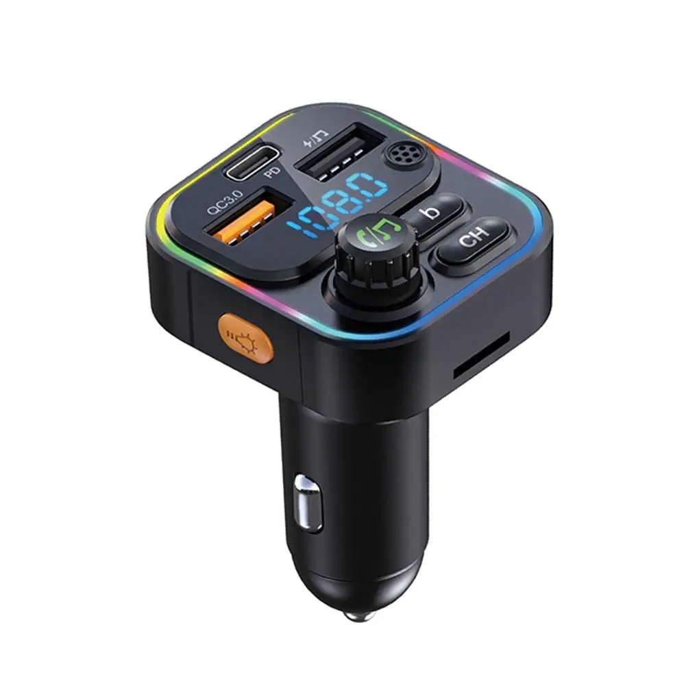5,0 USB Автомобильное Зарядное Устройство FM-Передатчик С 22,5 Вт QC3.0 Адаптер Супер Быстрой Зарядки MP3-Плеер PD Зарядка Для Автомобиля S1E1 Изображение 3