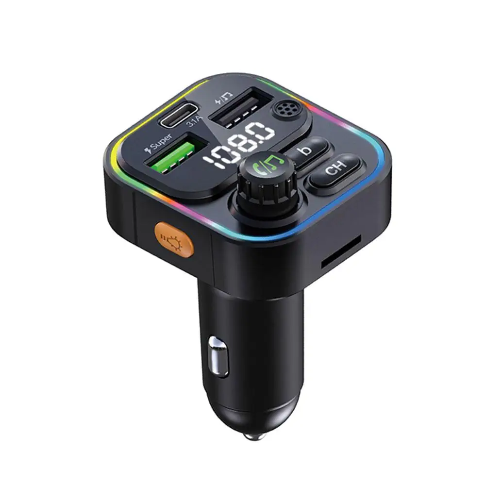 5,0 USB Автомобильное Зарядное Устройство FM-Передатчик С 22,5 Вт QC3.0 Адаптер Супер Быстрой Зарядки MP3-Плеер PD Зарядка Для Автомобиля S1E1 Изображение 4
