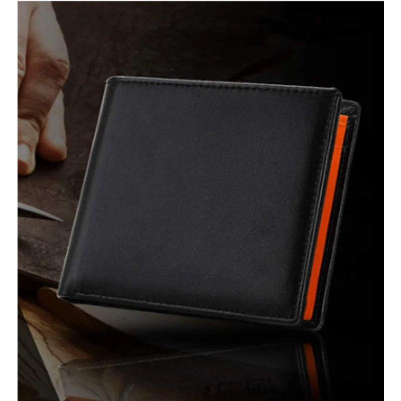 Мужской кошелек из воловьей кожи с верхним слоем, из натуральной кожи, RFID, приталенный, с отделением для нескольких карт, с карманом для монет, модный контрастный кошелек для цветов Изображение 2