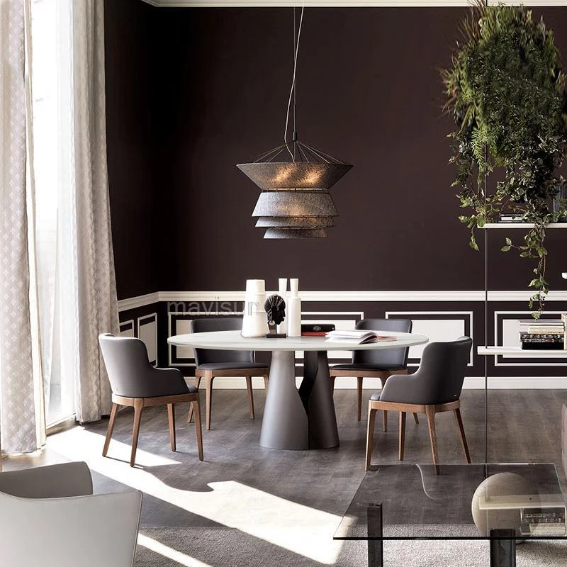 Обеденный стол на заказ из каменной плиты Для небольшой квартиры, современный минималистичный Роскошный Круглый стол на 6 персон, Свадебная мебель для дома Изображение 0