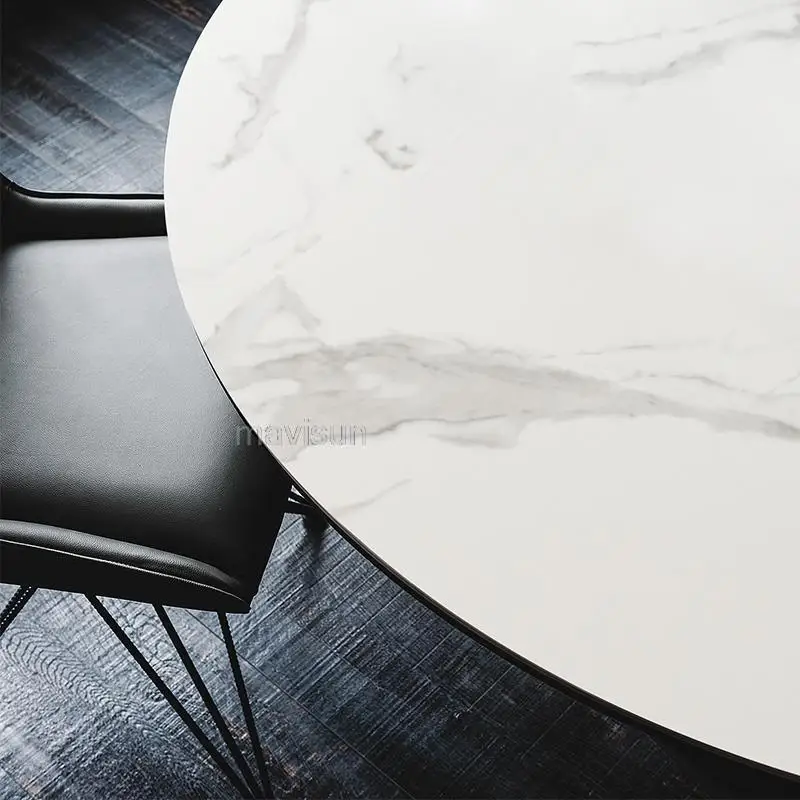 Обеденный стол на заказ из каменной плиты Для небольшой квартиры, современный минималистичный Роскошный Круглый стол на 6 персон, Свадебная мебель для дома Изображение 1