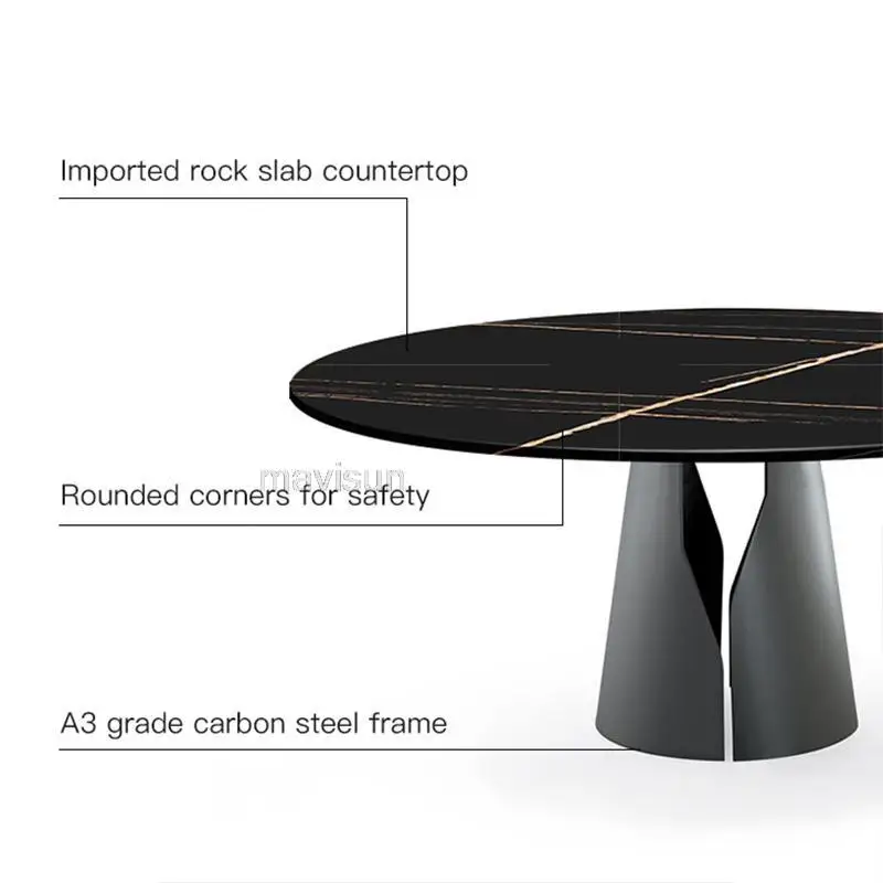 Обеденный стол на заказ из каменной плиты Для небольшой квартиры, современный минималистичный Роскошный Круглый стол на 6 персон, Свадебная мебель для дома Изображение 3