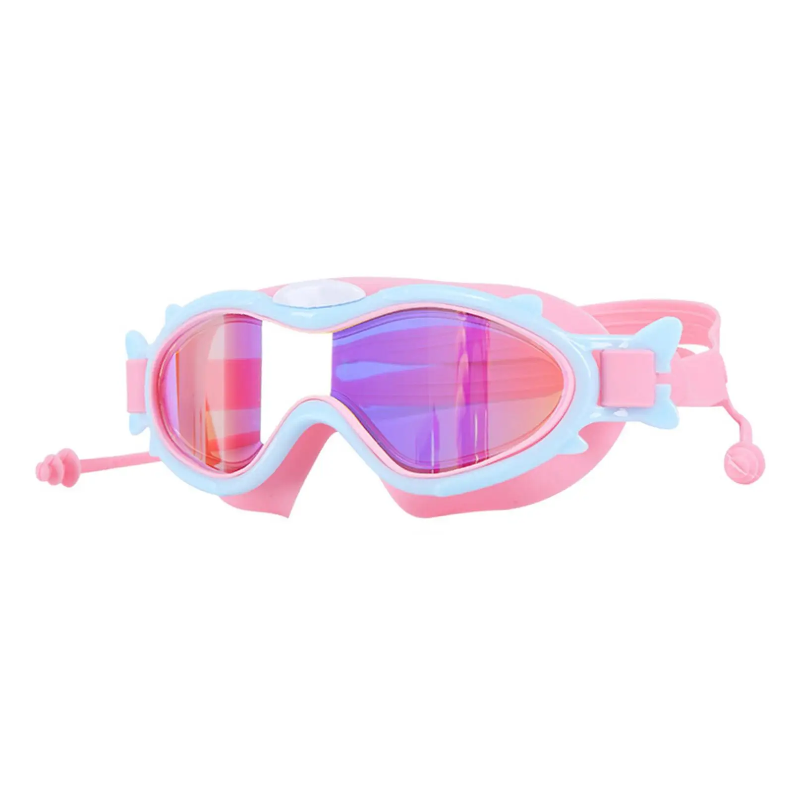 Детские плавательные очки с затычками для ушей, летние пляжные очки с регулируемой защитой от запотевания Изображение 1