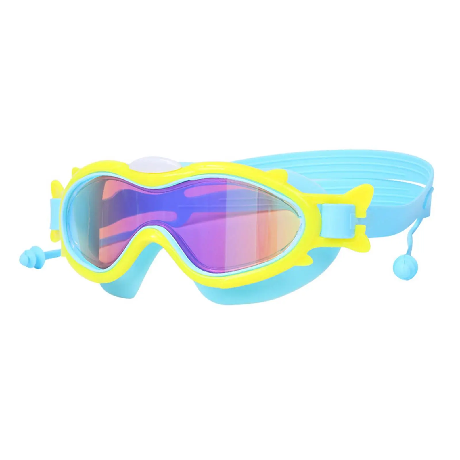 Детские плавательные очки с затычками для ушей, летние пляжные очки с регулируемой защитой от запотевания Изображение 3