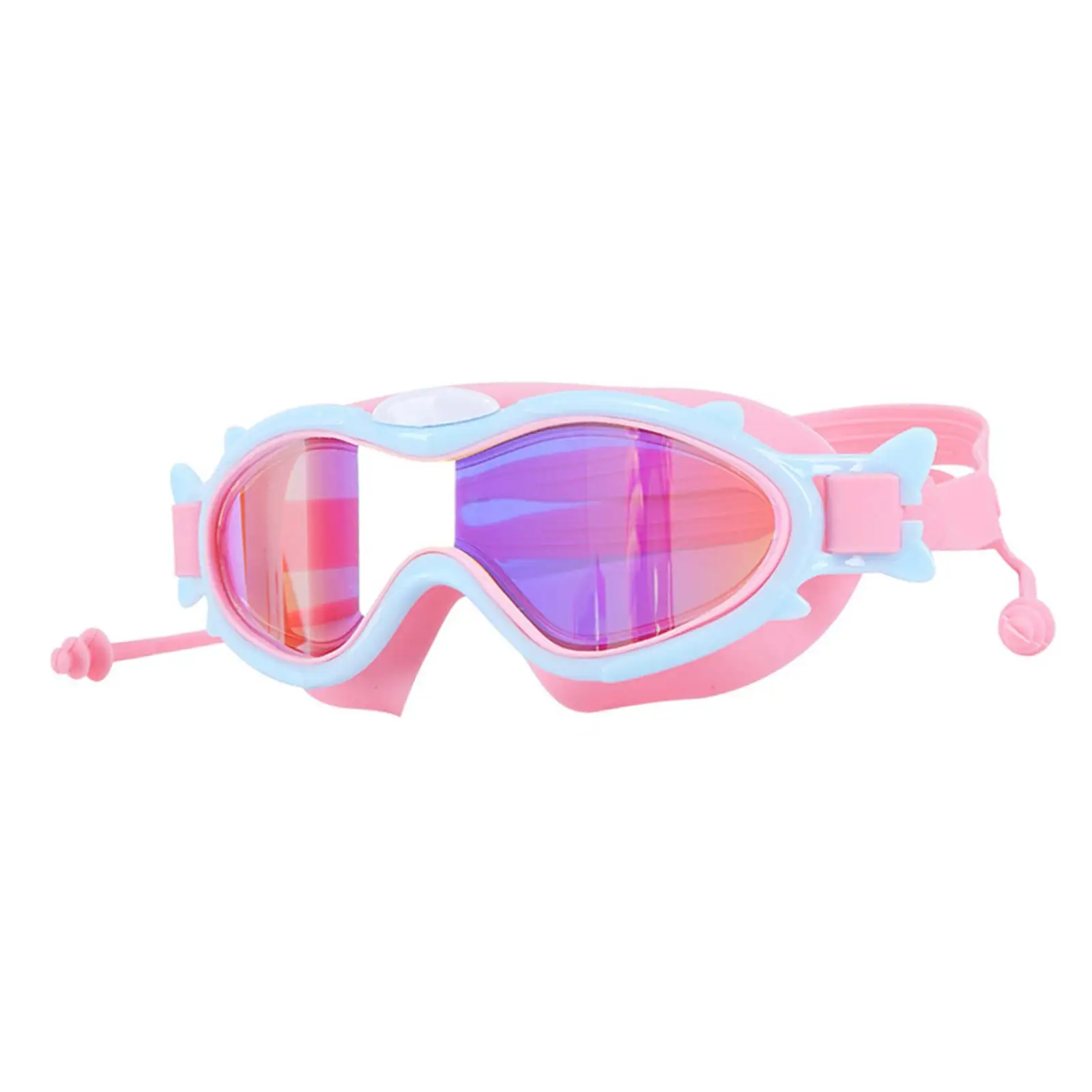 Детские плавательные очки с затычками для ушей, летние пляжные очки с регулируемой защитой от запотевания Изображение 5