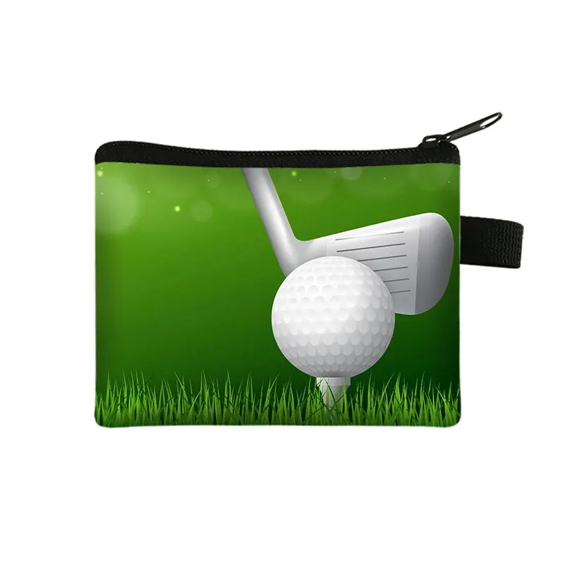 Портмоне с принтом для гольфа, кошелек для мячей для гольфа, кредитная карта, наушники, сумки для монет, сумка на молнии, мини-сумка для губной помады Изображение 5