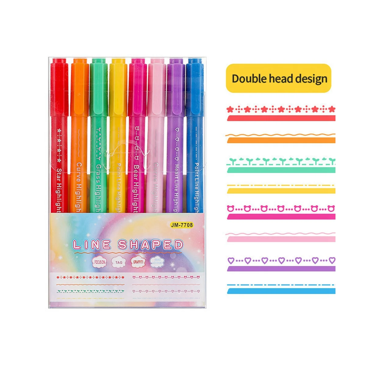Эстетичный набор ручек-маркеров, 8 различных форм, ручки-маркеры с двумя наконечниками для детей, новые канцелярские школьные принадлежности Изображение 2