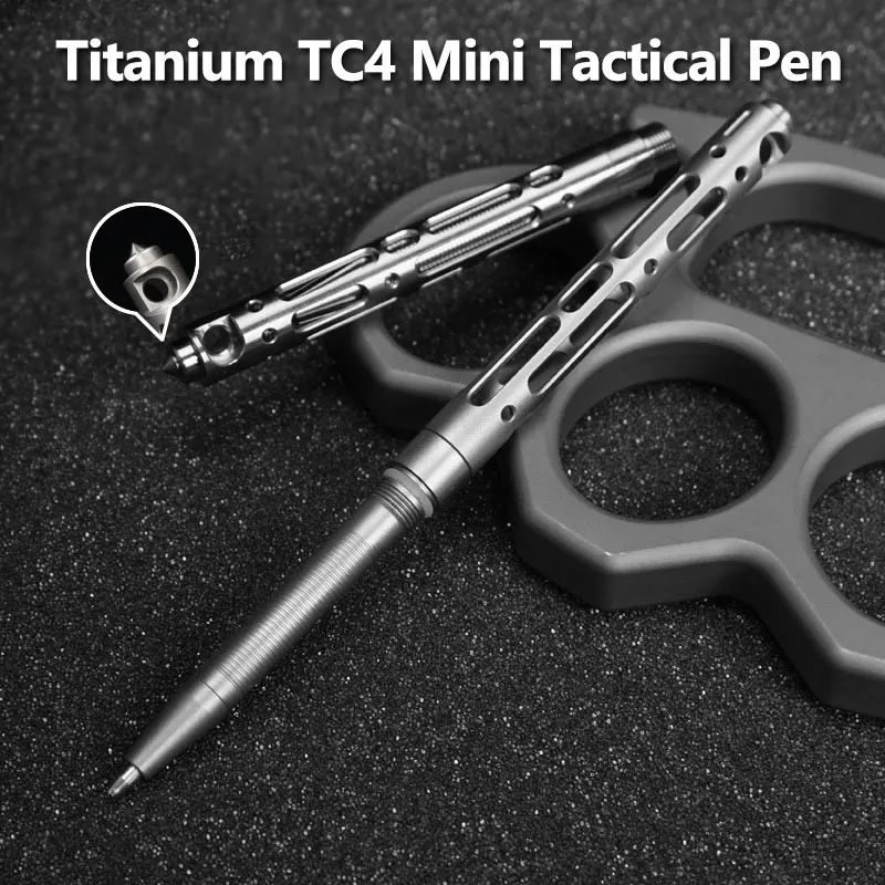 Титановая Мини-тактическая ручка TC4 для самообороны на открытом воздухе EDC Инструмент Брелок Карманная Деловая ручка для письма Коллекционная ручка Изображение 0