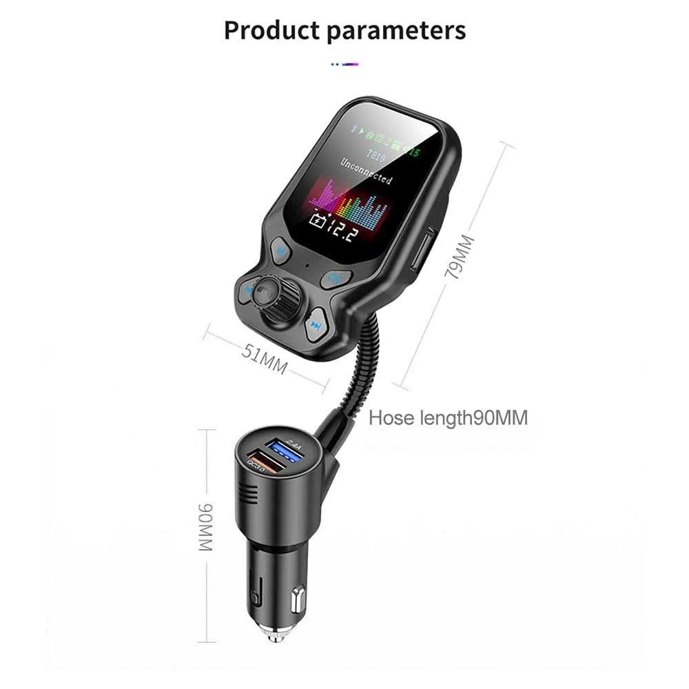 Беспроводной MP3-плеер радиоадаптер Bluetooth FM-передатчик Автомобильный FM-передатчик 1,8-дюймовый цветной экран 87,5 МГц-108 МГц Прочный новый Изображение 4