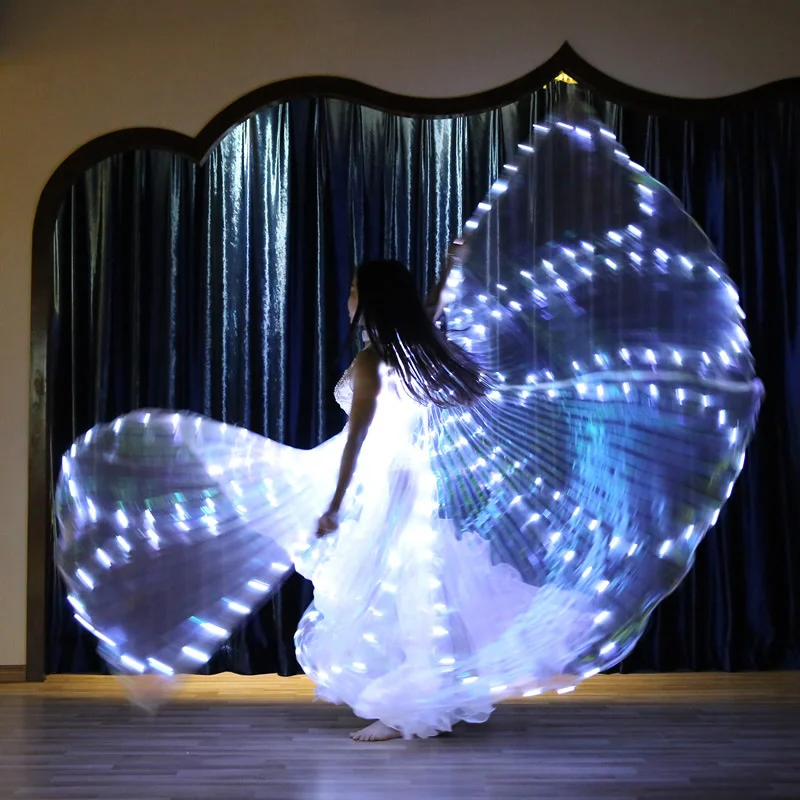 360 ° Веерообразная Светодиодная Бабочка Isis Wing Танец Живота Женские Аксессуары Для Танцев Танцующие Светодиодные Крылья Isis Загораются Крыльями С Палочками Изображение 1