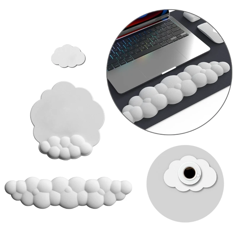 3ШТ Комбинированная подставка для запястья Cloud, Подставка для мыши, Эргономичный настольный Аксессуар PainRelief, Нескользящий Набор подставок Изображение 0