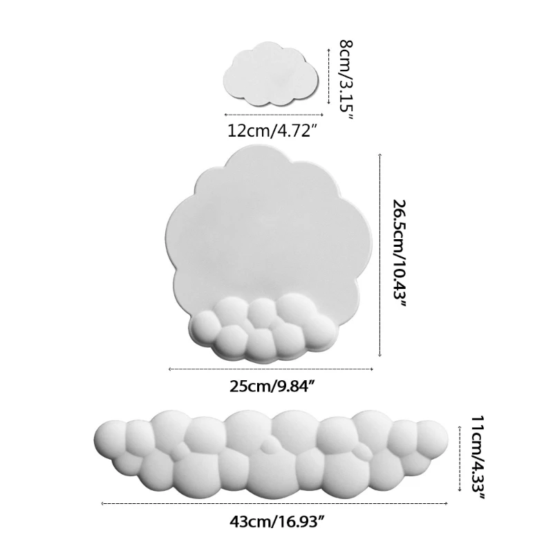 3ШТ Комбинированная подставка для запястья Cloud, Подставка для мыши, Эргономичный настольный Аксессуар PainRelief, Нескользящий Набор подставок Изображение 5
