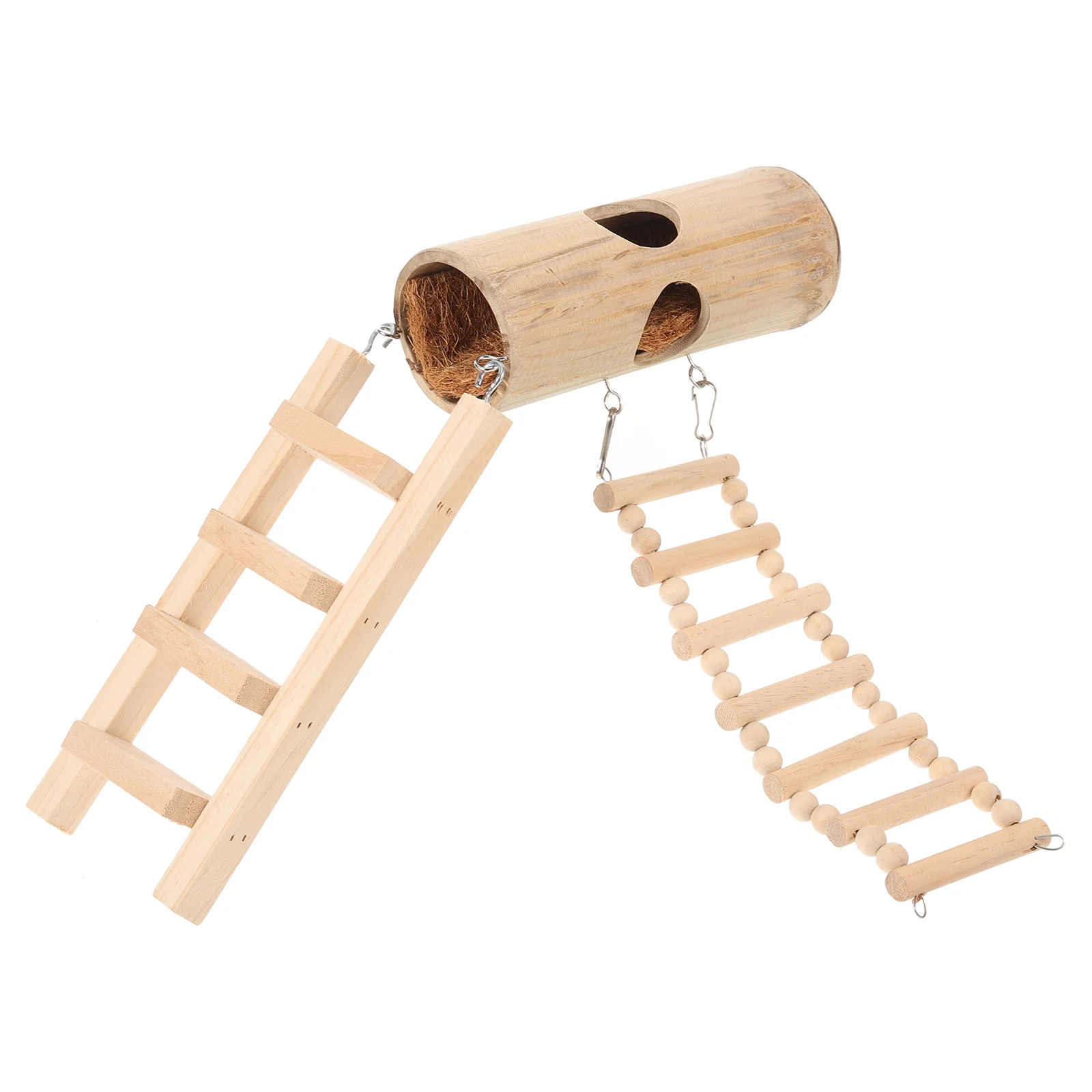 Игрушки для попугаев, лестница для гнезда хомяка, декоративная спальная клетка для разведения птиц, бамбуковый домик Изображение 0