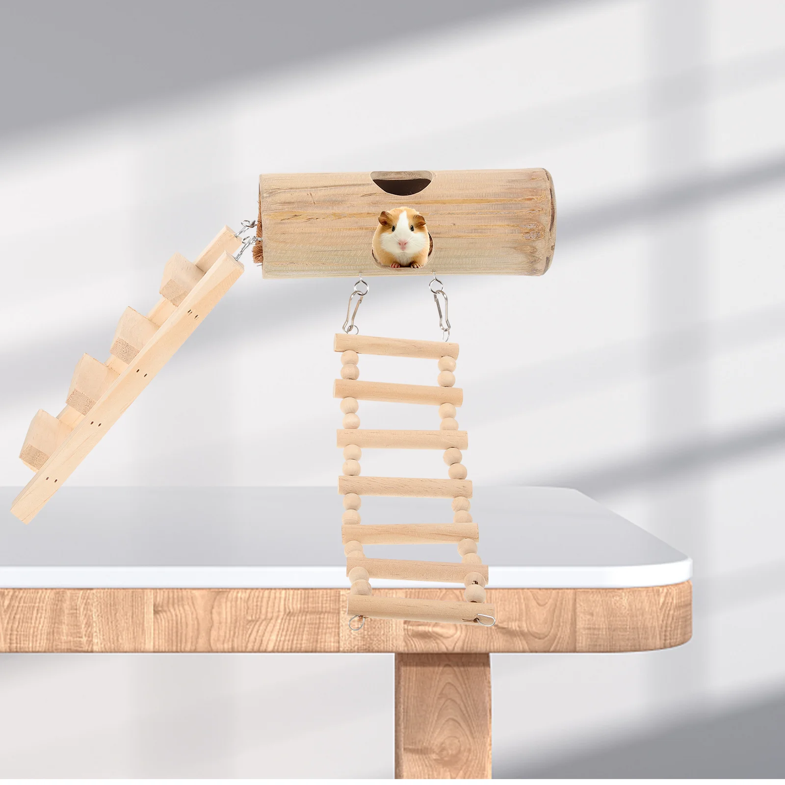 Игрушки для попугаев, лестница для гнезда хомяка, декоративная спальная клетка для разведения птиц, бамбуковый домик Изображение 2