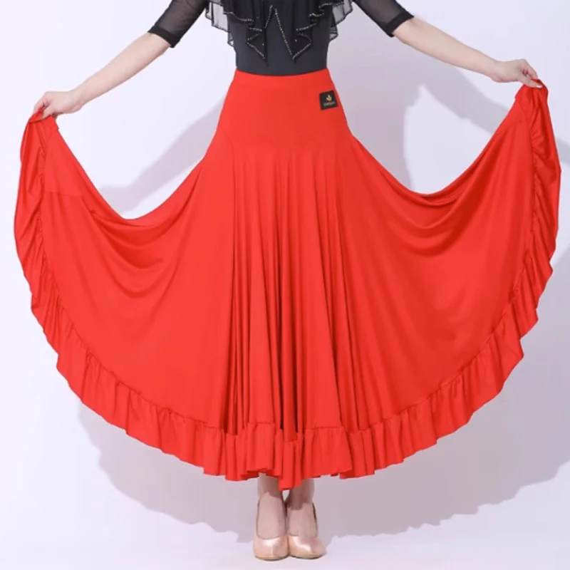 Женская юбка для бальных танцев, красно-черный костюм для танго, юбка для выпускного вечера, юбка для вальса, современная тренировочная одежда DL10940 Изображение 0