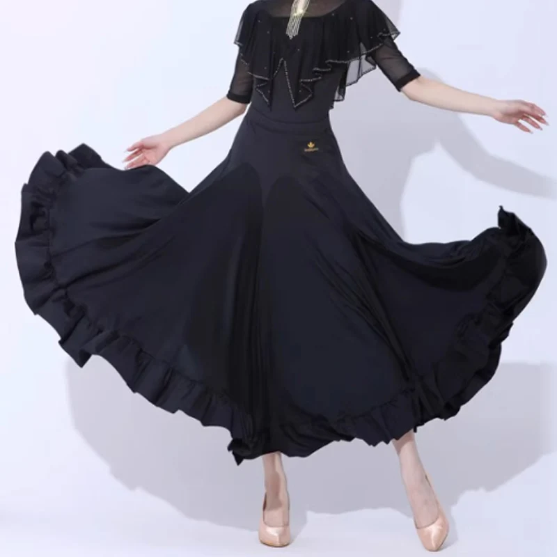 Женская юбка для бальных танцев, красно-черный костюм для танго, юбка для выпускного вечера, юбка для вальса, современная тренировочная одежда DL10940 Изображение 1