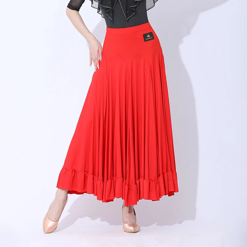 Женская юбка для бальных танцев, красно-черный костюм для танго, юбка для выпускного вечера, юбка для вальса, современная тренировочная одежда DL10940 Изображение 4
