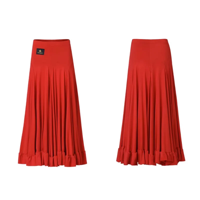 Женская юбка для бальных танцев, красно-черный костюм для танго, юбка для выпускного вечера, юбка для вальса, современная тренировочная одежда DL10940 Изображение 5