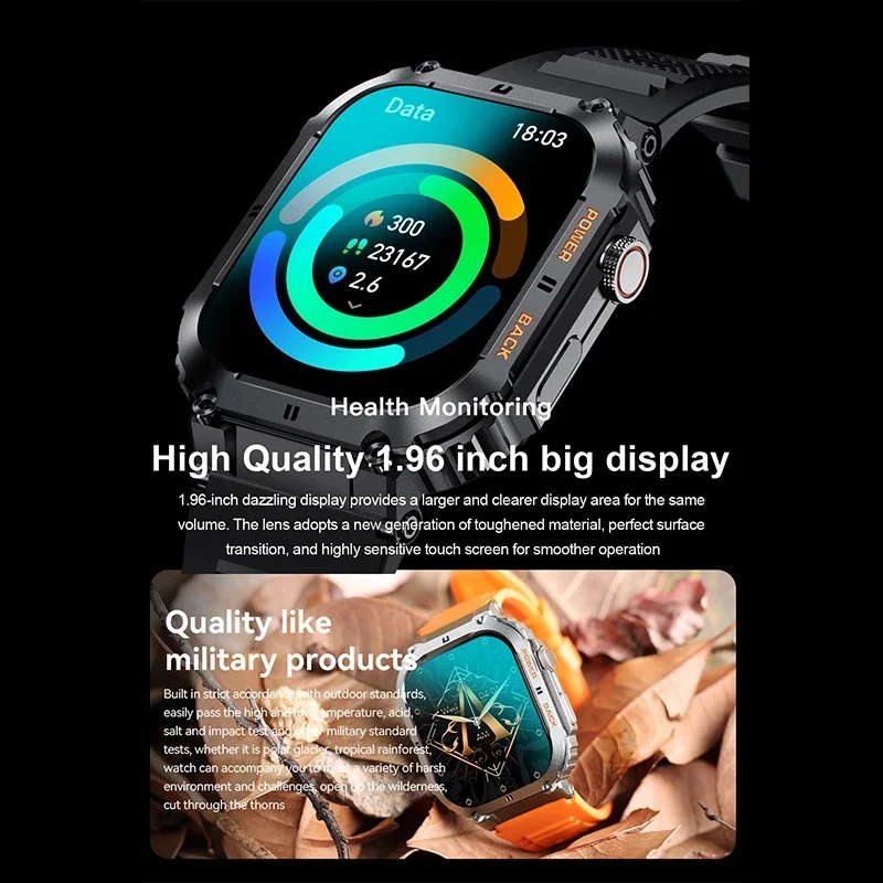 Умные часы K57 Pro для мужчин Bluetooth Вызов Спорт на открытом воздухе Батарея 400 мАч 1,96-дюймовый IPS-экран Частота сердечных сокращений кровяное давление Умные часы Изображение 2