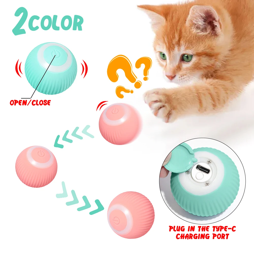 Обучающие игрушки Toys Cat Для домашних кошек Интеллектуальное автоматическое перекатывание игрушек, интерактивное для кошки, котенка, играющего в мяч с электроприводом Изображение 3