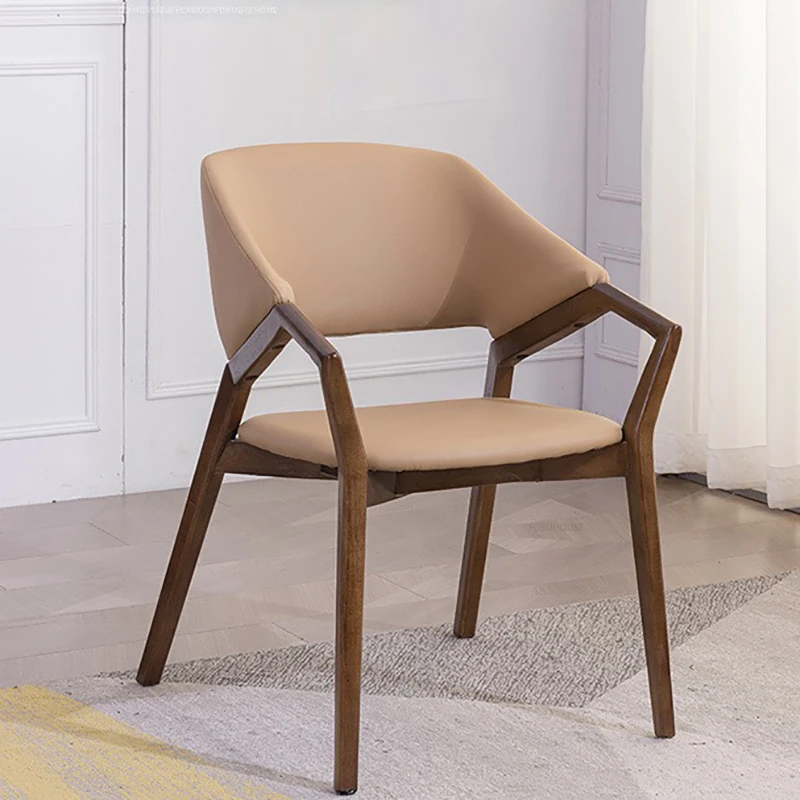 Итальянские обеденные стулья из массива дерева, Простой Домашний обеденный стул со спинкой, кухонная мебель, Легкое Роскошное дизайнерское кресло для столовой Изображение 0