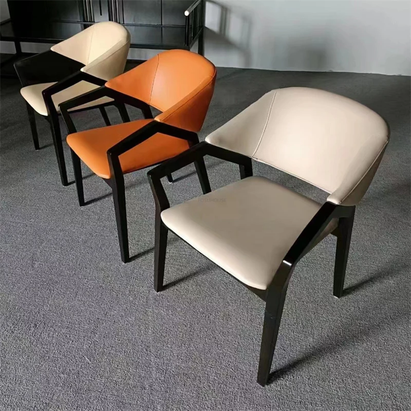 Итальянские обеденные стулья из массива дерева, Простой Домашний обеденный стул со спинкой, кухонная мебель, Легкое Роскошное дизайнерское кресло для столовой Изображение 2