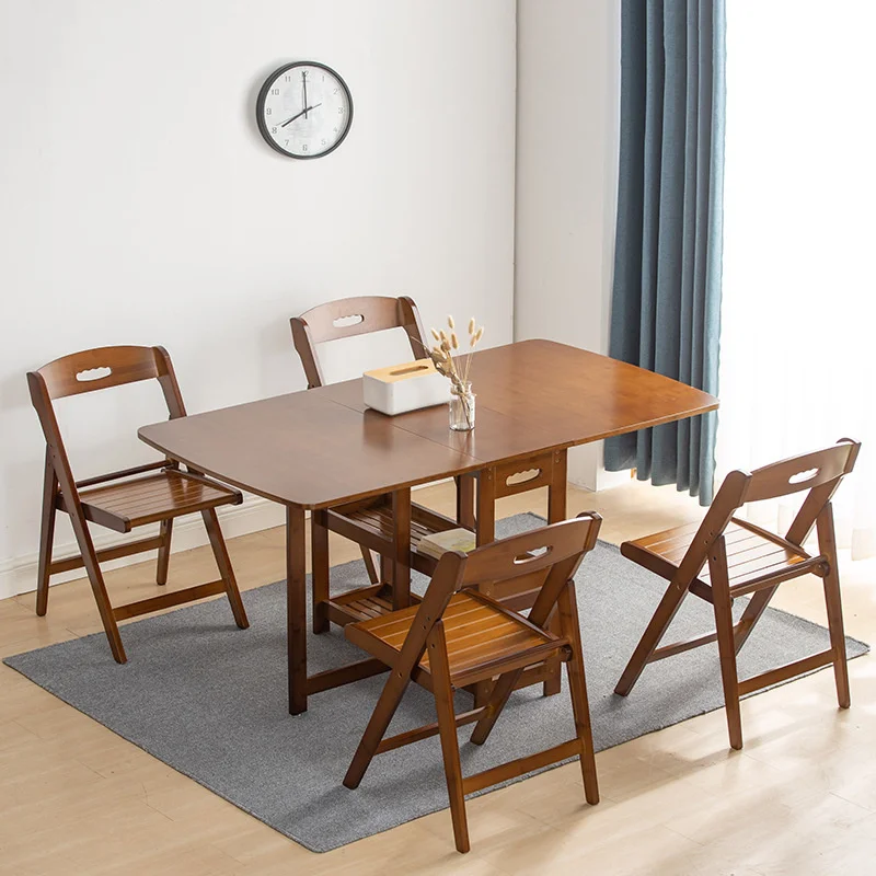 Современные минималистичные обеденные стулья кухонный стул из натурального бамбука Складной Дизайн Сочетание мебели для гостиной со стульями Nordic Изображение 1